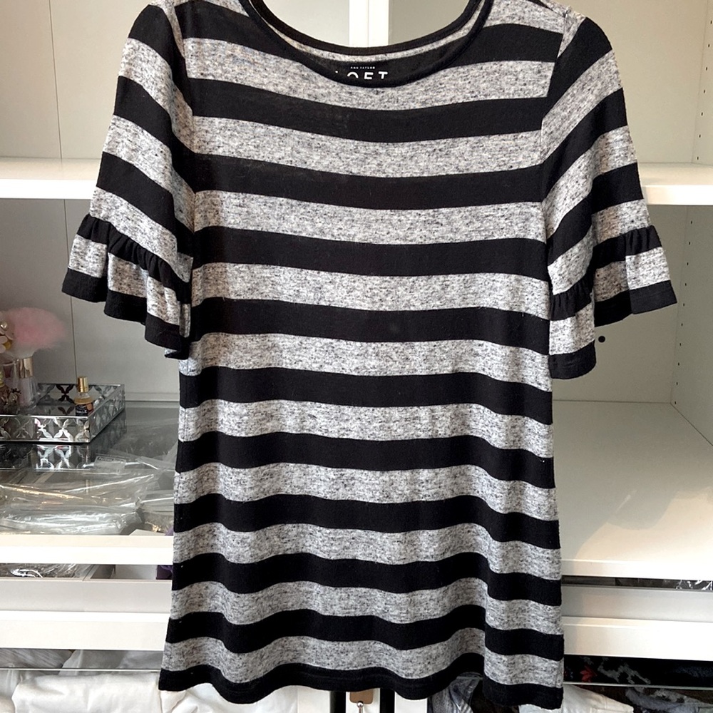 Loft send sweater with stripes short flowy sleeves